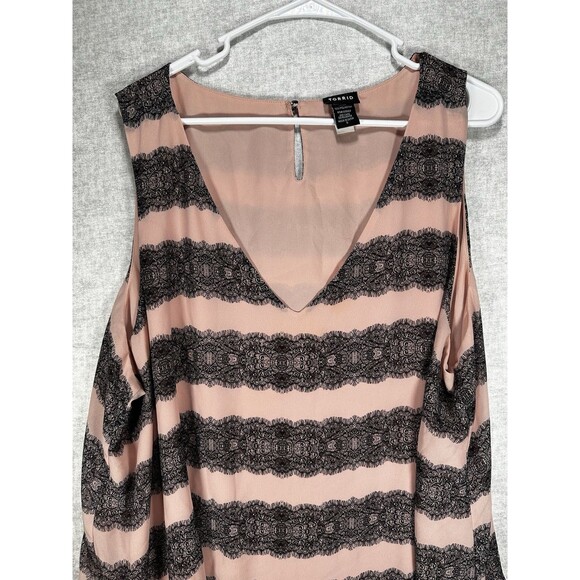 Torrid Lace Print Layered Pink Black Tank Blouse Size 3 Keyhole Back - Picture 3 of 6